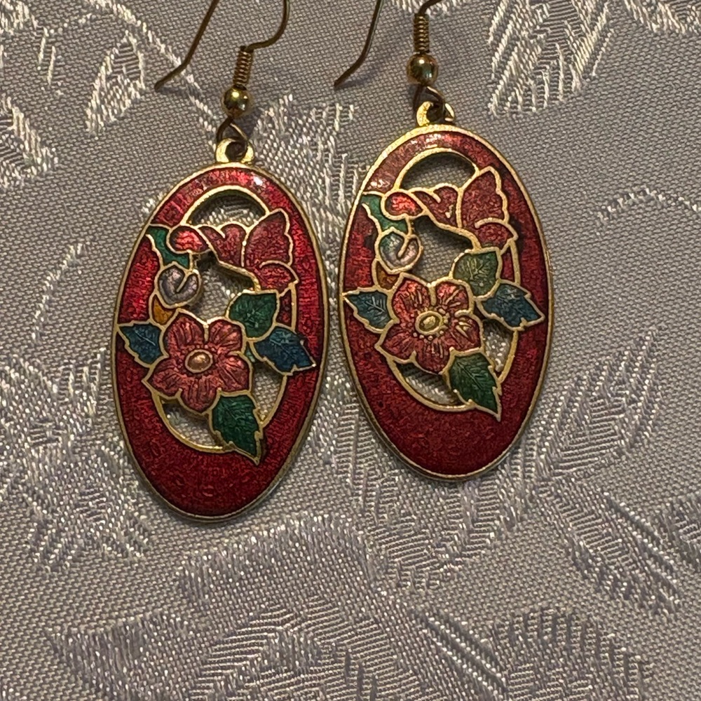 1980’s Cloisonné hook earrings